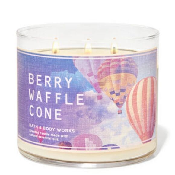 Berry Waffle Cone 3 Wick Candle By Bath & Body Works - Picture 1 of 5